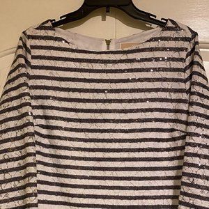 Michael Kors Black & White Sequin & Lace Sz 10 Top